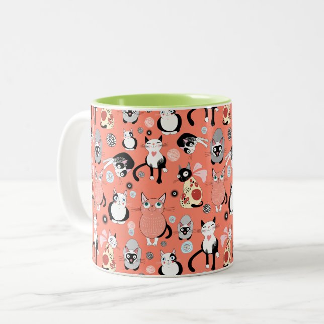 Taza Bicolor Personalizado divertido de gatos café café Mug (Anverso izquierdo)