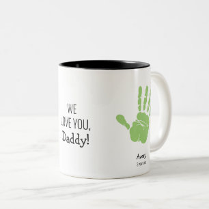 Taza Bicolor Personalizado Dos huellas de manos ¡Te queremos, p
