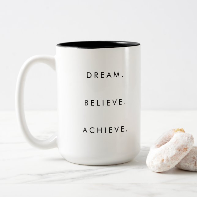 Taza Bicolor Personalizado Dream Believe Lograr una cita exitos (Con donut)