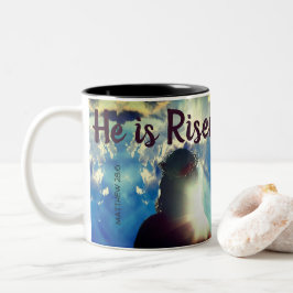 Taza Bicolor Personalizado, ES RISEN Religioso Jesús Pascua