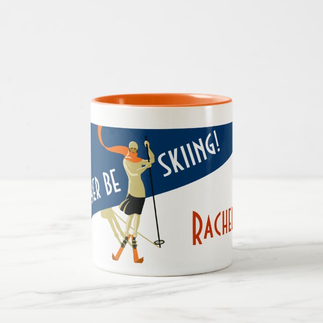 Taza Bicolor Personalizado: ¡Estaría esquiando bastante! (Centro)