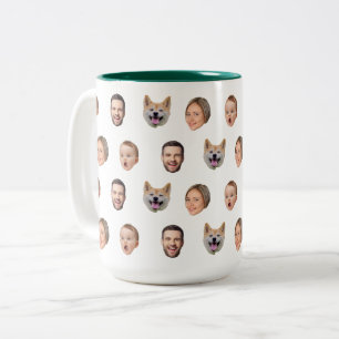 Taza Bicolor Personalizado Face Photo Family Mug, 4 Fotos Mug
