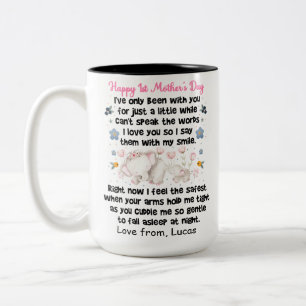 Taza Bicolor Personalizado Feliz Primer Día de la Madre, Nombr