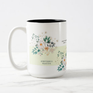 Taza Bicolor Personalizado floral de color claro texto