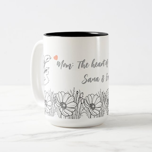 Taza Bicolor Personalizado Floral Día de la Madre (Anverso izquierdo)