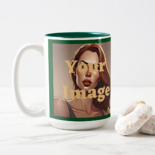 Taza Bicolor Personalizado foto verde blanco de dos tonos