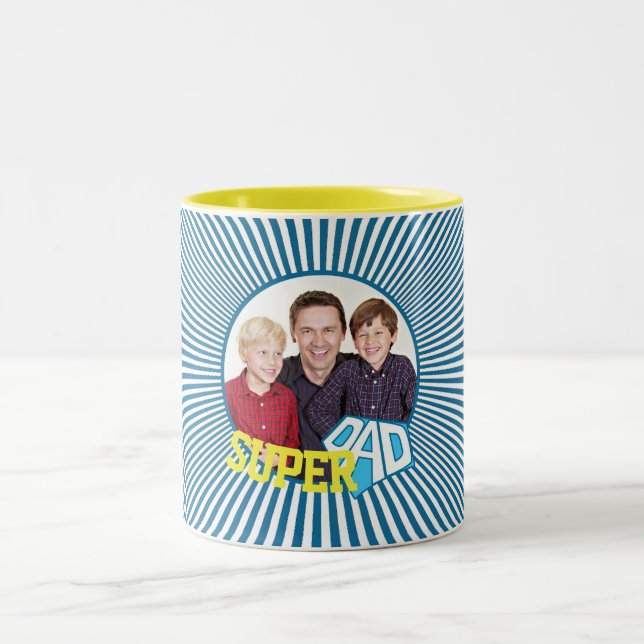 Taza Bicolor Personalizado Fotografía de Super Dad Comic (Centro)