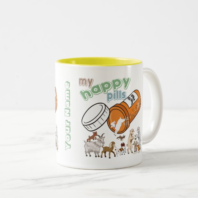 Taza Bicolor PERSONALIZADO FUNNY GOAT | Mis pastillas felices G (Anverso derecho)