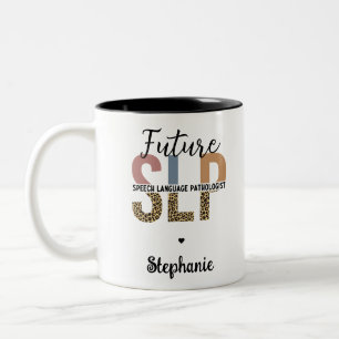 Taza Bicolor Personalizado Futuro SLP Speech Pathólogo Leopard