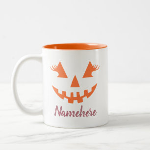 Taza Bicolor Personalizado Girly Jack O Lantern Pumpkin Hallowe