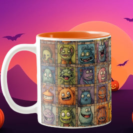Taza Bicolor Personalizado Groovy Retro Monster Cuadrado