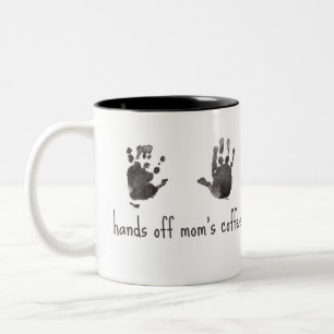 Taza Bicolor Personalizado Handprints Divertida Mamá
