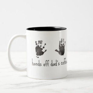 Taza Bicolor Personalizado Handprints Funny Dad