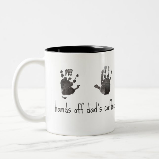 Taza Bicolor Personalizado Handprints Funny Dad (Izquierda)