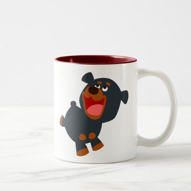 Taza Bicolor Personalizado infantil lindo Rottweiler (Derecha)