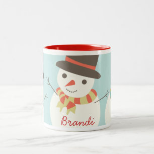 Taza Bicolor Personalizado Kids Snowman Fiesta Mug