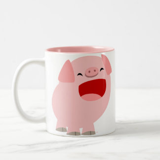 Taza Bicolor Personalizado lindo cantando música de cerdo