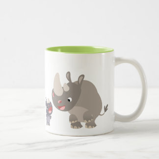 Taza Bicolor Personalizado lindo Rinoceronte grande y rinoceron
