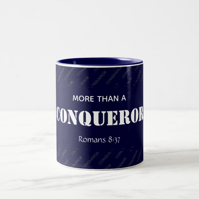 Taza Bicolor Personalizado MÁS QUE UN CONQUERIDOR Cristiano (Centro)