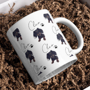 Taza Bicolor Personalizado Mascota Retrato y Script Nombre Pet 
