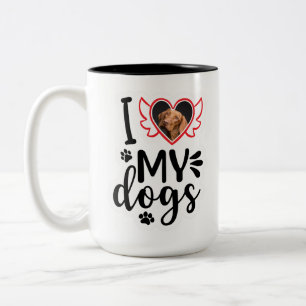 Taza Bicolor Personalizado Me Encanta Mi Foto De Perro Camiseta
