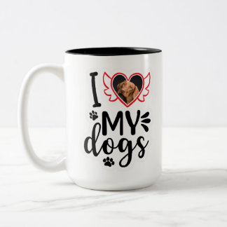 Taza Bicolor Personalizado Me Encanta Mi Foto De Perro Camiseta
