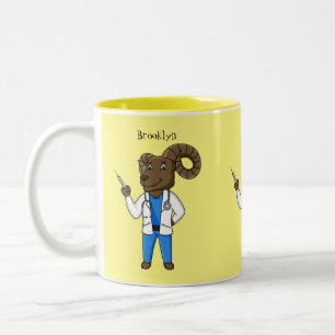 Taza Bicolor Personalizado médica ilustracion de ovino de Bigho
