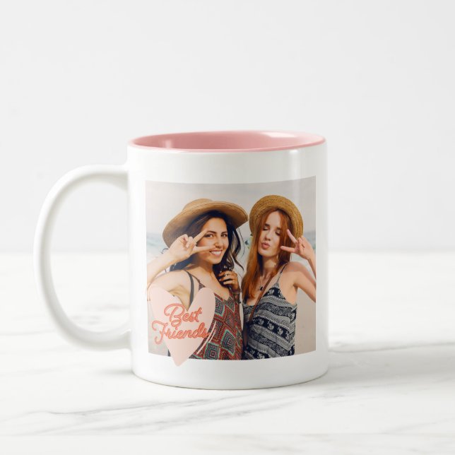Taza Bicolor Personalizado Mejor Amigo Foto Mug (Izquierda)