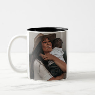 Taza Bicolor Personalizado moderno de doble cara dos fotos comp