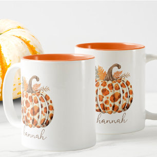 Taza Bicolor Personalizado Moderno Naranja Cute Cosecha Calabaz