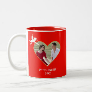 Taza Bicolor Personalizado moderno Valentine Couple Photo & Cup