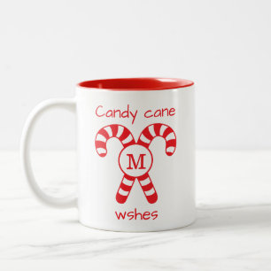 Taza Bicolor Personalizado Monogramado: Deseos de la Canea Roja