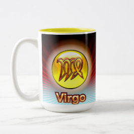 TAZA BICOLOR PERSONALIZADO MUG VIRGO AMARILLO
