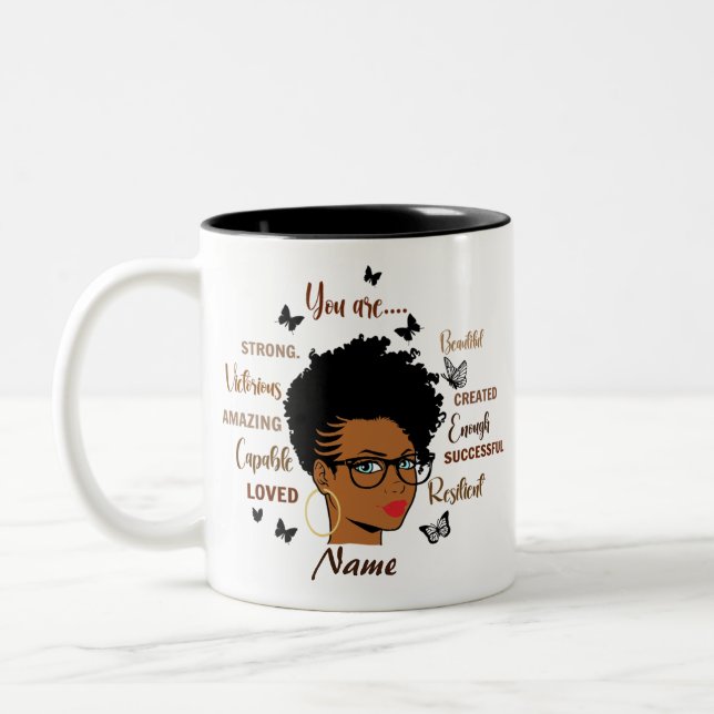Taza Bicolor Personalizado mujer negra afro Chica (Izquierda)