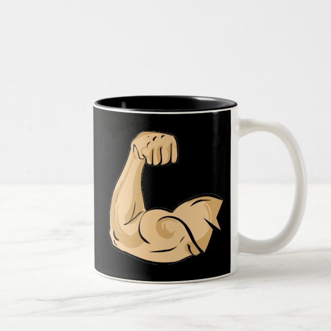 Taza Bicolor PERSONALIZADO MÚSCULOS HOMBRE brazo fuerte biceps  (Derecha)