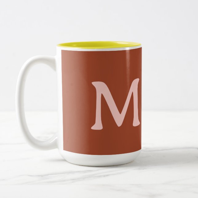 Taza Bicolor Personalizado Naranja quemado Monograma (Izquierda)