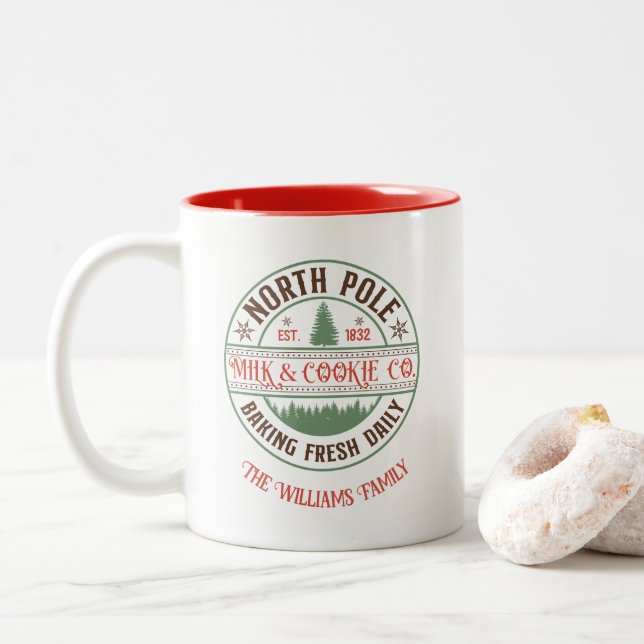 Taza Bicolor Personalizado Navidades festivos del Polo Norte (Con donut)