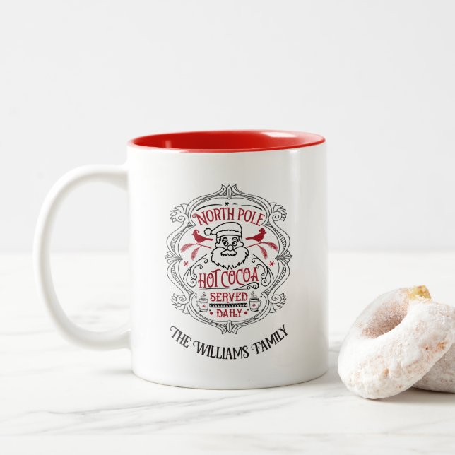 Taza Bicolor Personalizado Navidades festivos del Polo Norte (Con donut)