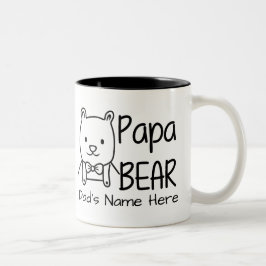 Taza Bicolor Personalizado para papá, oso negro de papá, de dos