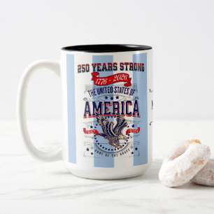 Taza Bicolor Personalizado Patriótico Americano Aniversario 250