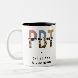Taza Bicolor Personalizado PBT Phlebotomy Technician Leopard Pr