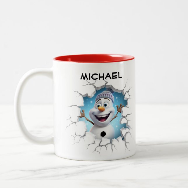 Taza Bicolor Personalizado personalizado Snowman Mug (Izquierda)