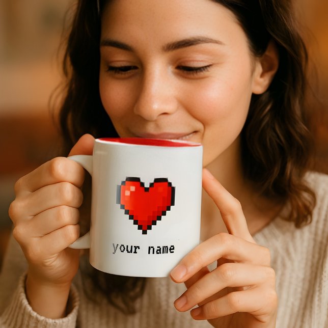 Taza Bicolor Personalizado Pixel Heart Arcade Mug (Subido por el creador)