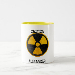 Taza Bicolor Personalizado Precaución Reactor Nuclear Amarillo