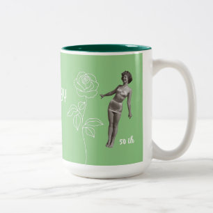 Taza Bicolor Personalizado regalo de cumpleaños 50 feliz mamá