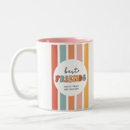 Taza Bicolor Personalizado Retro Mejor Amigos BFFs Cute Besties