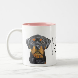 Taza Bicolor Personalizado Roxy Rottweiler Dog