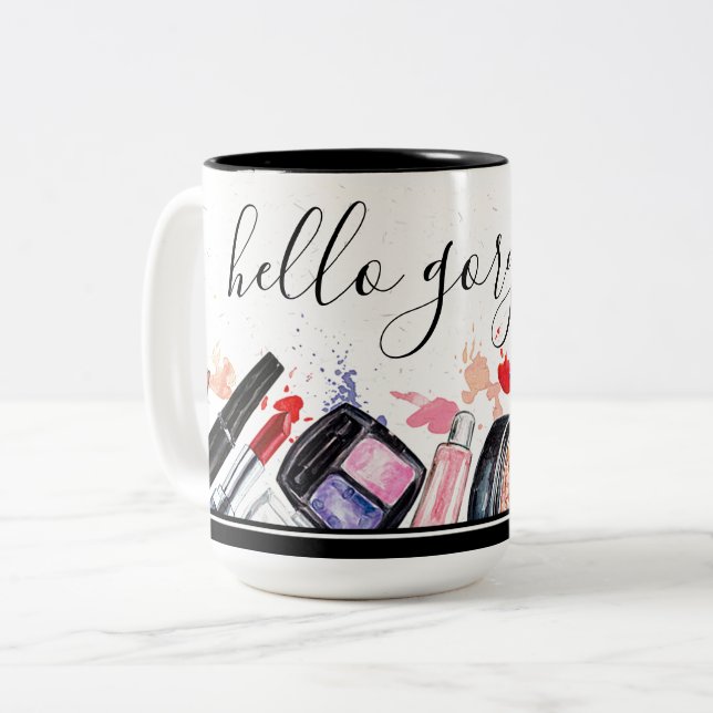 Taza Bicolor Personalizado Salón de belleza Cosméticos Maquilla (Anverso izquierdo)