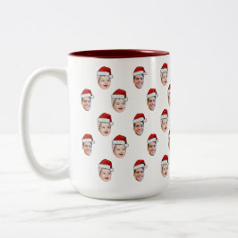 Taza Bicolor Personalizado Santa Hat Face Navidades regalo 2 fo