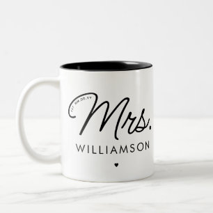 Taza Bicolor Personalizado Sra. Est. Guión moderno elegante rec